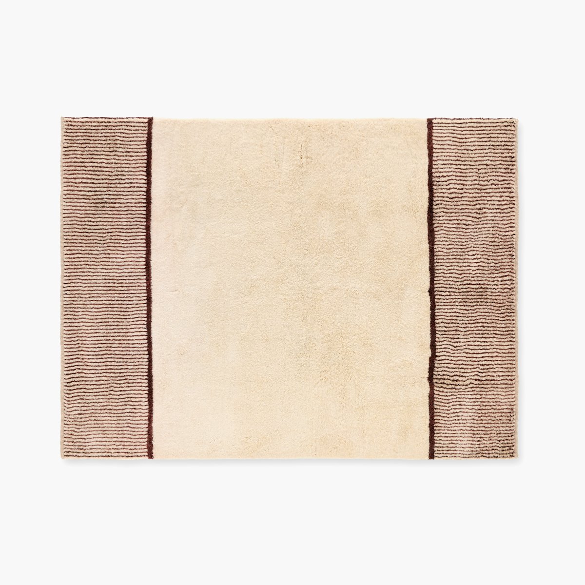 Borderline Wool Moroccan Rug, Natural