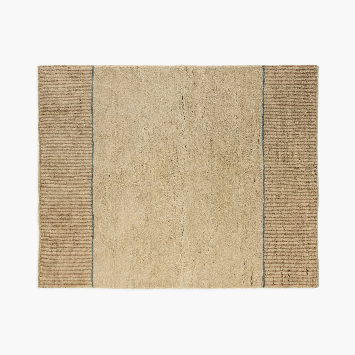 Borderline Wool Moroccan Rug, Taupe