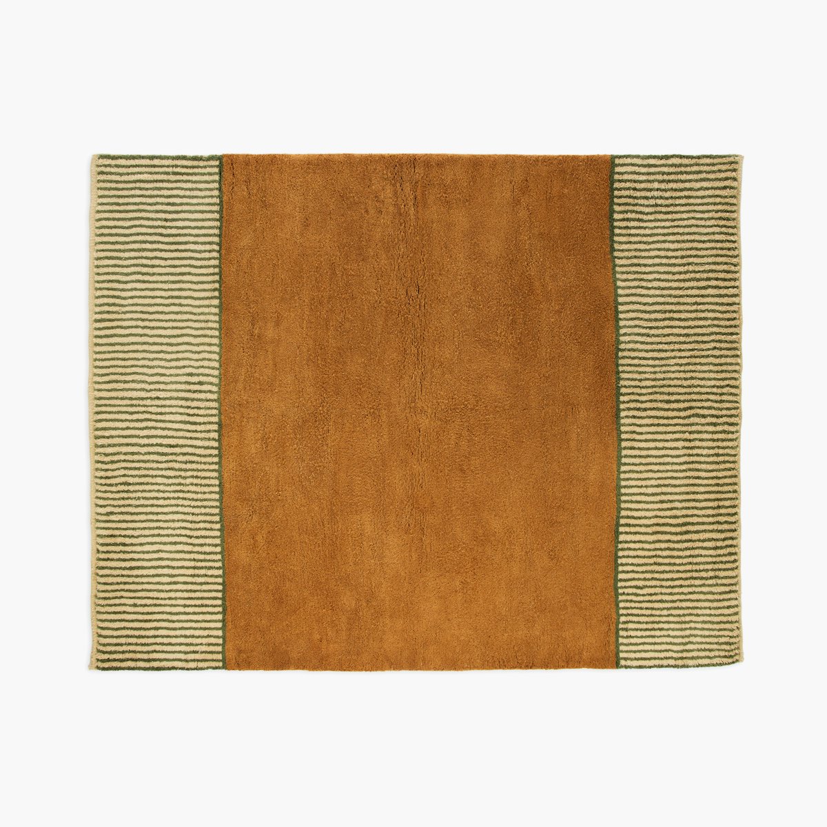 Borderline Wool Moroccan Rug, Ochre