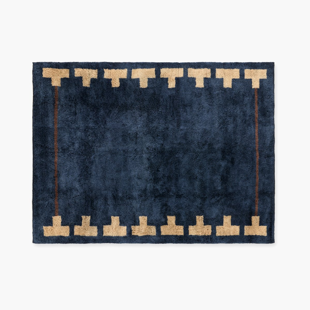 Backgammon Wool Moroccan Rug, Navy