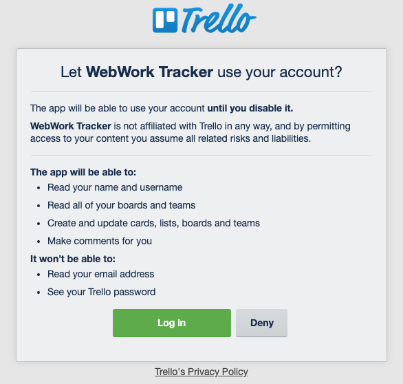 Open your Trello account